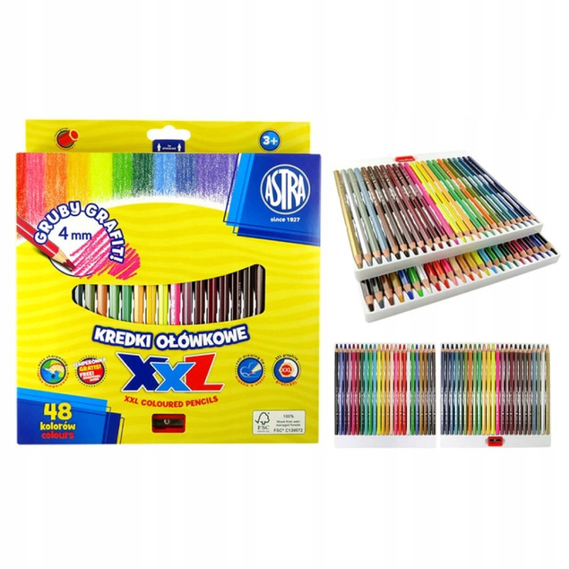 Kredki ołówkowe sześciokątne XXL 48 kolorów Astra Na Prezent