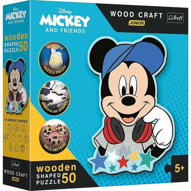 Puzzle DREWNIANE 50 Układanka Myszka MICKEY Miki Bajkowe Kształty 5+ Trefl