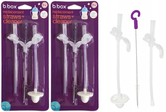 *NOWY* Zestaw 2 zapasowych słomek i szczoteczka do bidonu b.box