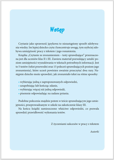 Czytanie ze zrozumieniem. Testy sprawdzające cz.1