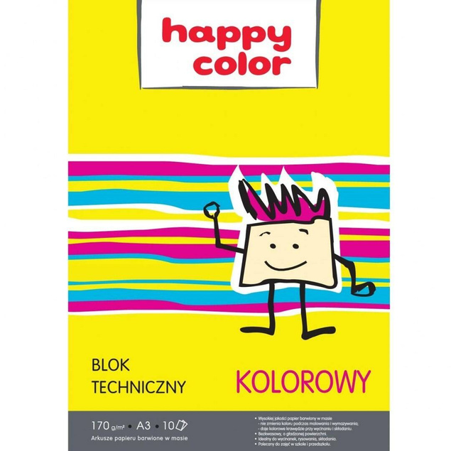 Blok Techniczny KOLOROWY A3 10 k 170g Happy Color