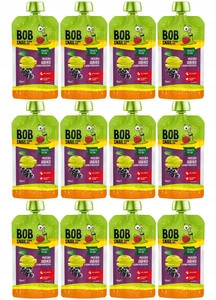 12x BOB SNAIL Smoothie JABŁKO CZARNA PORZECZKA Bez Dodatku Cukru Mus 120g