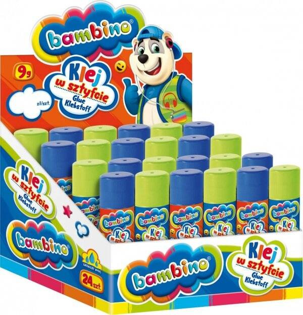 Bambino 24x9g Klej szkolny w sztyfcie Mini Zoo