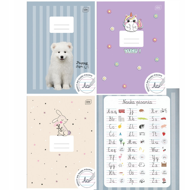 3 SZT X ZESZYT A4 DO NAUKI PISANIA 32 KARTKI, W TRZY LINIE, dla dziewczynki