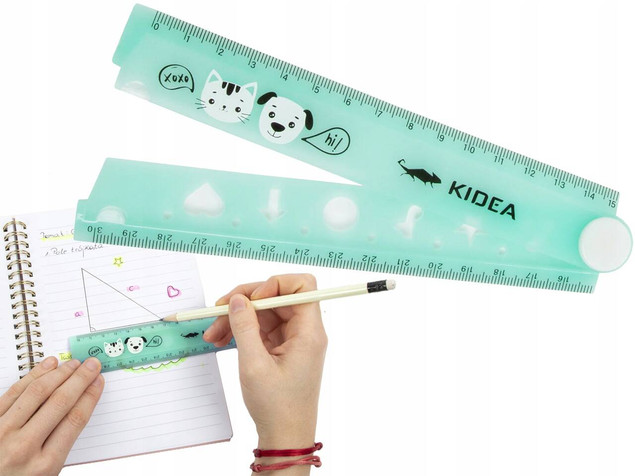 LINIJKA SKŁADANA 30CM Z SZABLONAMI MIX KIDEA 97418