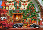 Puzzle 500 Układanka Święta BOŻE NARODZENIE Kominek Psy Koty 9+ Castorland
