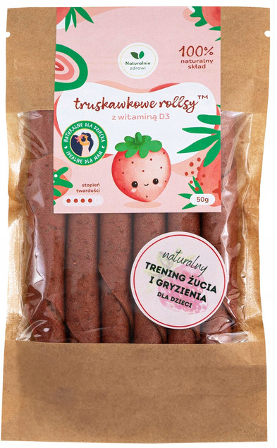 Rollsy TRUSKAWKOWE z Witaminą D3 z Lanoliny 50g Naturalnie Zdrowi