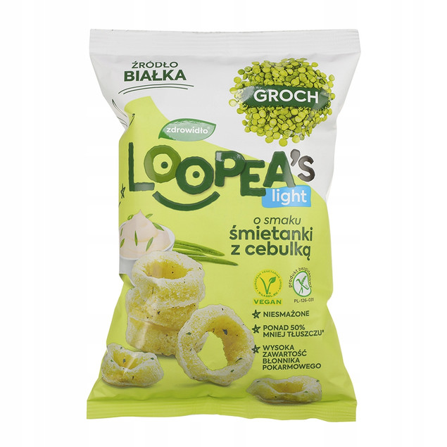 Chrupki z Grochu o Smaku ŚMIETANKI Z CEBULKĄ Loopea's 50g