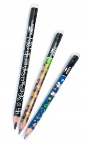 3x KIDEA Ołówek Trójkątny z Gumką HB MINECRAFT Game Pixel