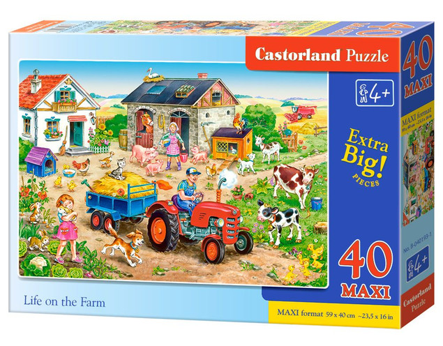 Puzzle 40 Maxi Układanka NA WSI Zwierzęta Farma Kotki Pieski Traktor 4+