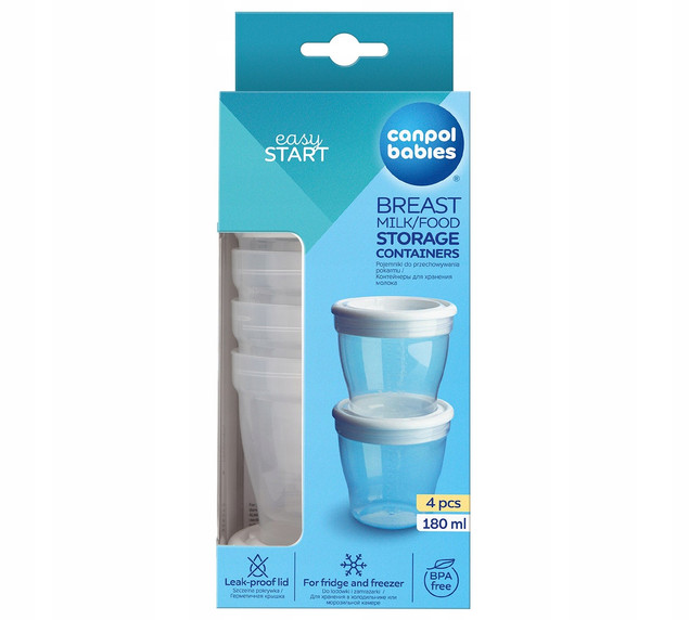 Canpol babies pojemniki do przechowywania pokarmu 4szt 180ml