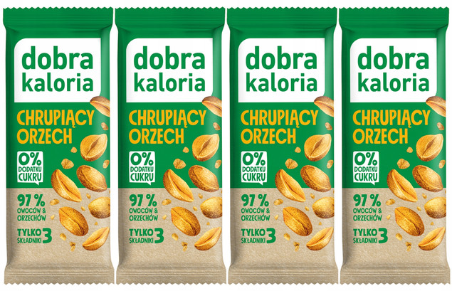4x Fit Zdrowy Baton Chrupiący ORZECH Daktyle Bez Cukru VEGE Dobra Kaloria