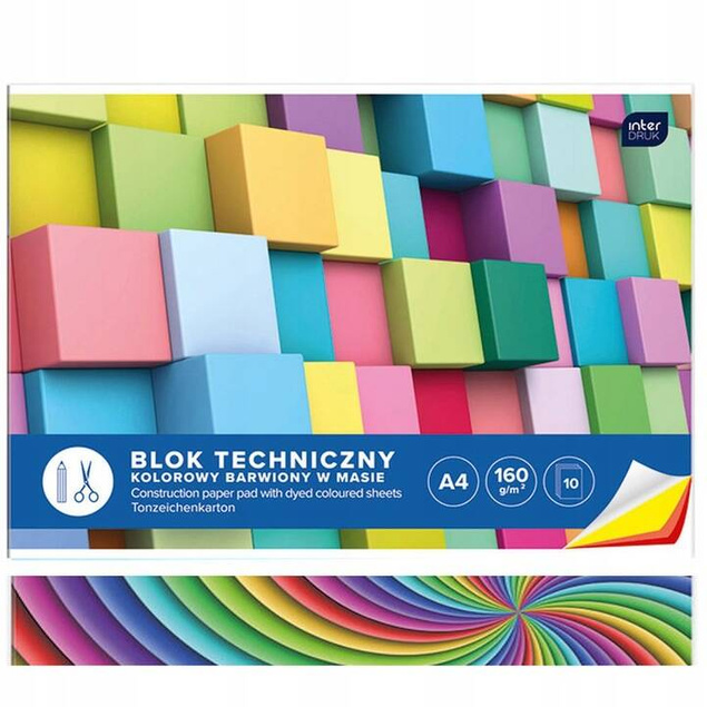 Blok Techniczny A4 10k 160g KOLOROWY Interdruk