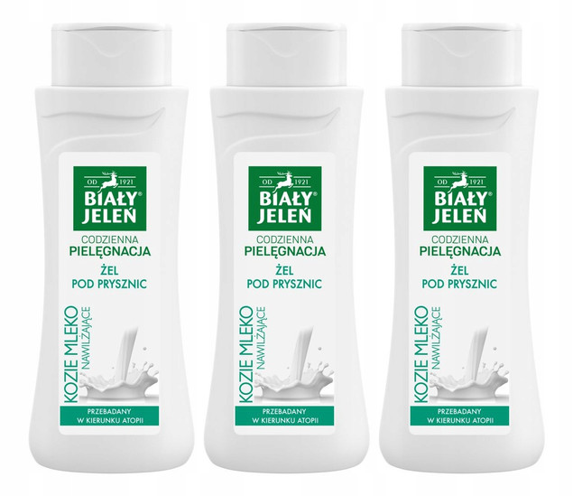 Żel pod prysznic. Kozie Mleko 3x300 ml | Biały Jeleń