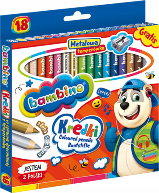 KREDKI OŁÓWKOWE GRUBE + TEMP 18K BAMBINO