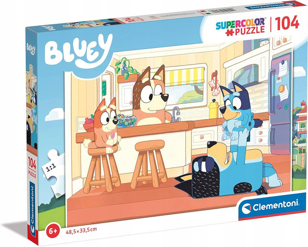 Puzzle 104 Układanka Superkolor BLUEY Piesek Pieski Bajka 6+ Clementoni