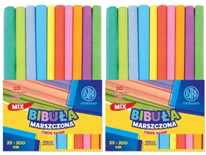 2x Bibuła Marszczona Dekoracyjna 10 Kolorów Pastelowe 25x200cm Astra
