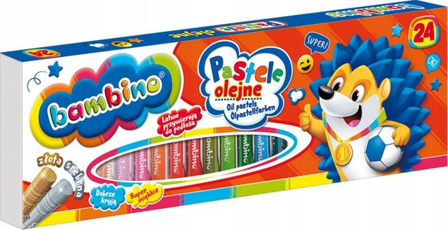 Kredki Pastele Olejne 24 Kolory + Złota i Srebrna Dobrze Kryjące Bambino