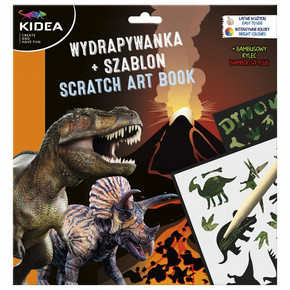 DINOZAURY Kreatywne Wydrapywanki z Szablonami + Rysik Kidea
