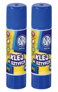 2x KLEJ W SZTYFCIE Szkolny Biurowy Mocny Zmywalny Bezbarwny 8g 3+ Astra
