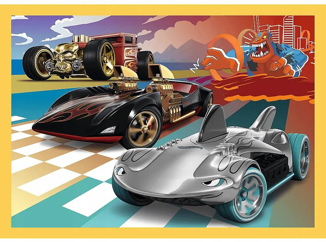 Puzzle 100 Układanka 4w1 HOT WHEELS Pojazdy Autka Auta Autka 4+ Trefl 34627