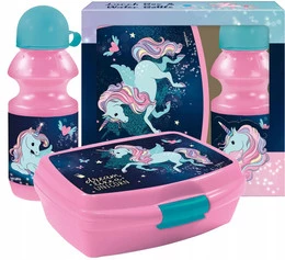 Zestaw ŚNIADANIÓWKA + BIDON 330ml JEDNOROŻEC Koń Dla Dziewczynki Derform