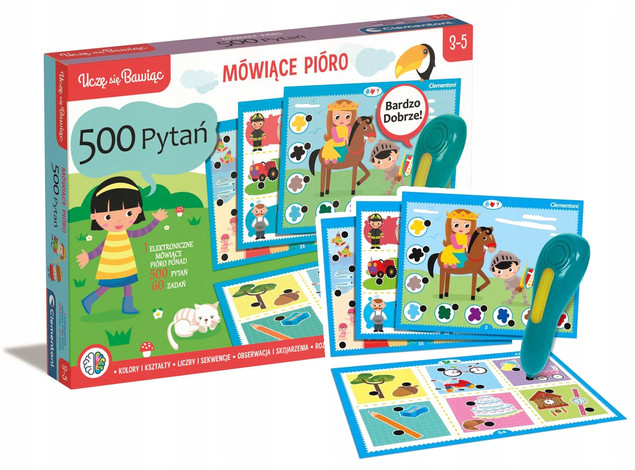 CLEMENTONI MÓWIĄCE PIÓRO GRA EDUKACYJNA 500 PYTAŃ
