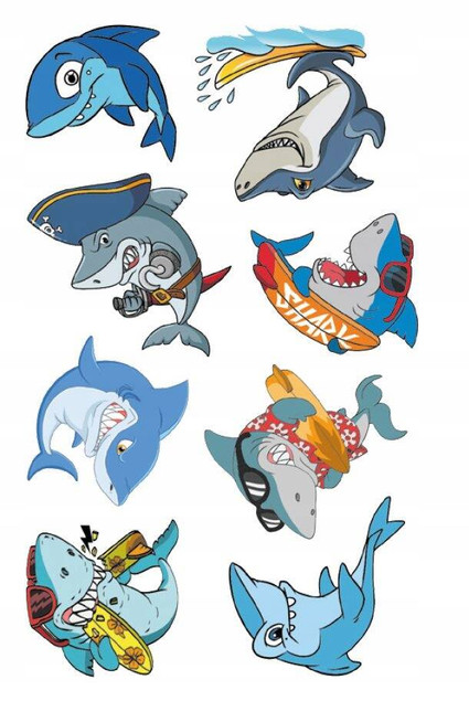 Kolorowanka z tatuażami. Rekiny Skrzat