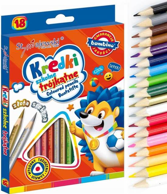 Kredki 18kol.18cm pudełko  MAJEWSKI p8 MAJEWSKI /cena za 1szt.