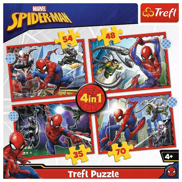 Trefl Puzzle 4w1 Bohaterski Spider-Man 34384