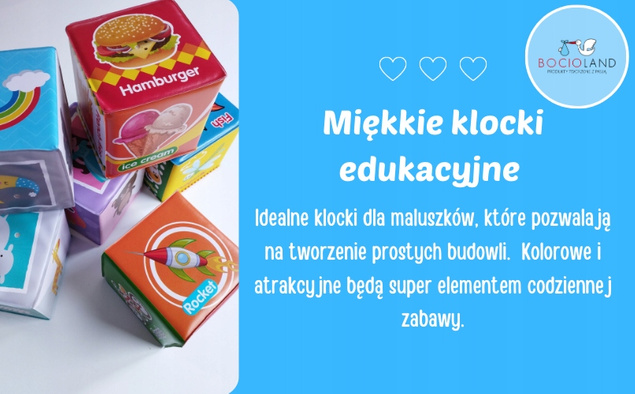 BOCIOLAND Miękkie Klocki Edukacyjne Dla Dzieci 6 Sztuk 6M+