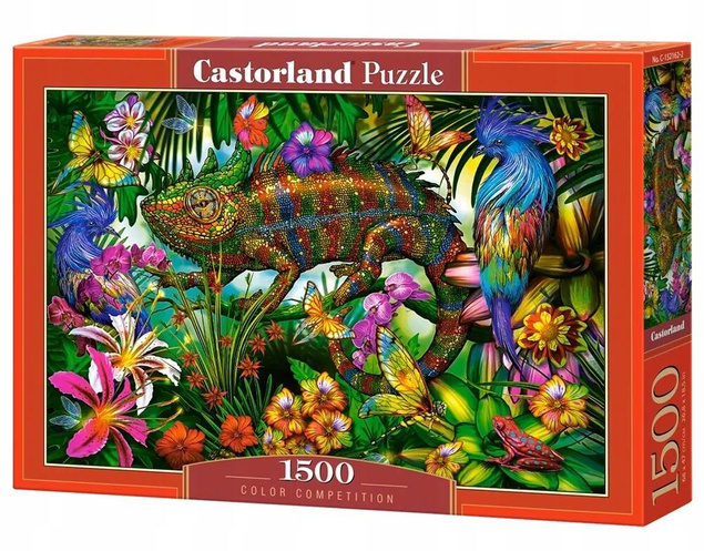 PUZZLE 1500 KAMALEON KOLORY ZWIERZĘTA NATURA KWIATY ROŚLINY CASTORLAND