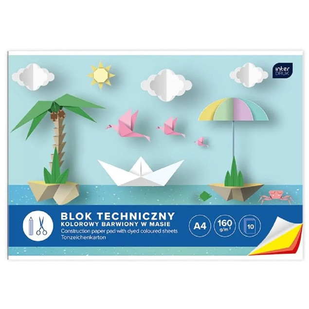 Blok techniczny kolorowy A3 10k INTERDRUK 