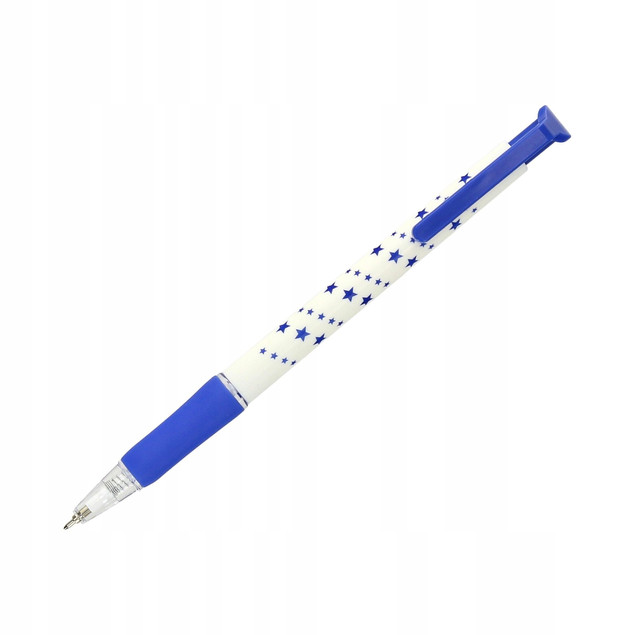 Długopis Biurowy Automatyczny Niebieski Superfine W Gwiazdki 0,5mm TOMA