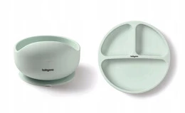 Miseczka i Talerzyk ZESTAW NACZYŃ Silikonowych z Przyssawką ZIELONY