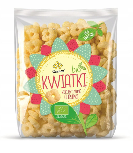 Chrupki KUKURYDZIANE Granex Krokodylki Delfinki Misie Kwiatki BIO 80g
