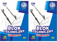 2x Blok Techniczny BIAŁY Dla Dzieci Szkoła Plastyka A4/10k 170g Astra