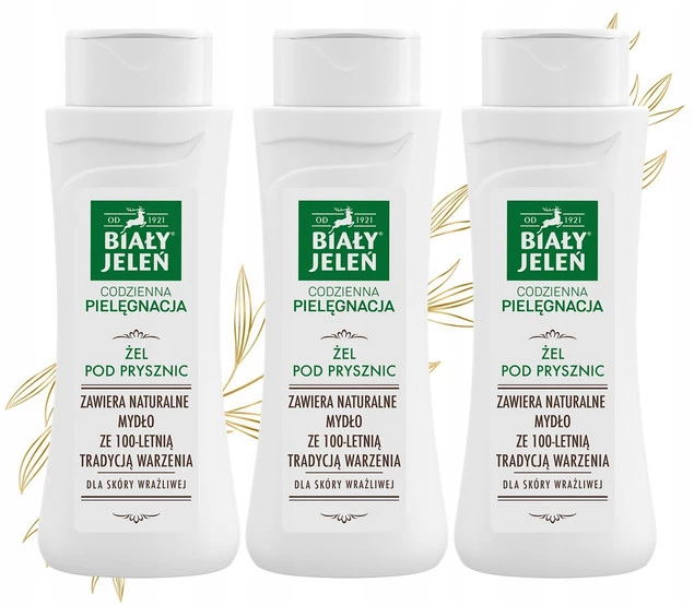 3x BIAŁY JELEŃ Żel Pod Prysznic NATURALNY Nawilża Zmiękcza Skórę 300ml