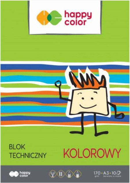 Blok techniczny kolor A3/10K 170g HAPPY COLOR