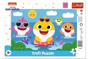 PUZZLE RAMKOWE 15 WESOŁE REKINY BABY SHARK