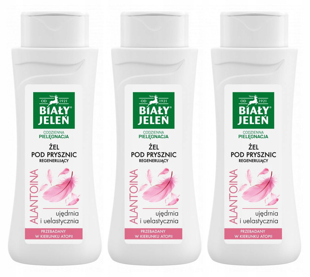 3x BIAŁY JELEŃ Żel Pod Prysznic ALANTOINA Regenerujący 300ml Hipoalergiczny