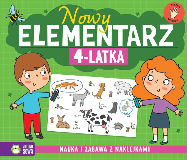 Nowy Elementarz 4-latka Nauka I Zabawa + Naklejki Zielona Sowa