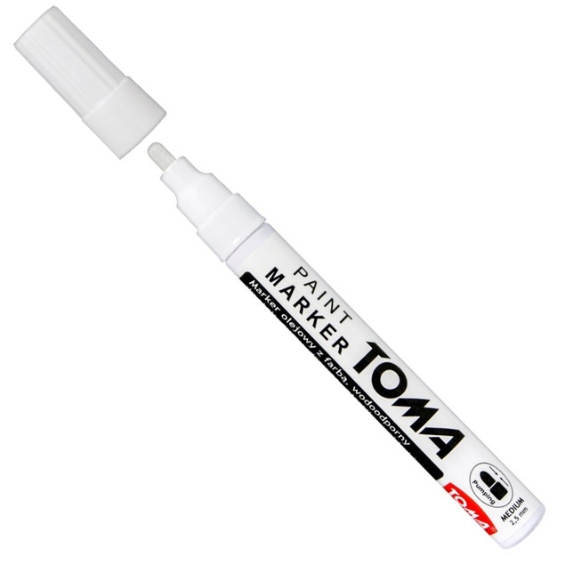 Marker olejowy permanentny wodoodporny Toma TO-441 okrągła końcówka biały