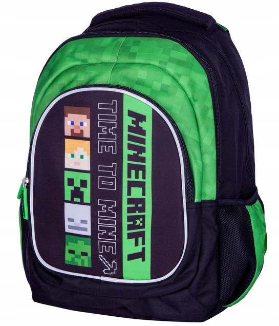 Plecak Szkolny Wielokomorowy MINECRAFT 20l Czarny Zielony Astra
