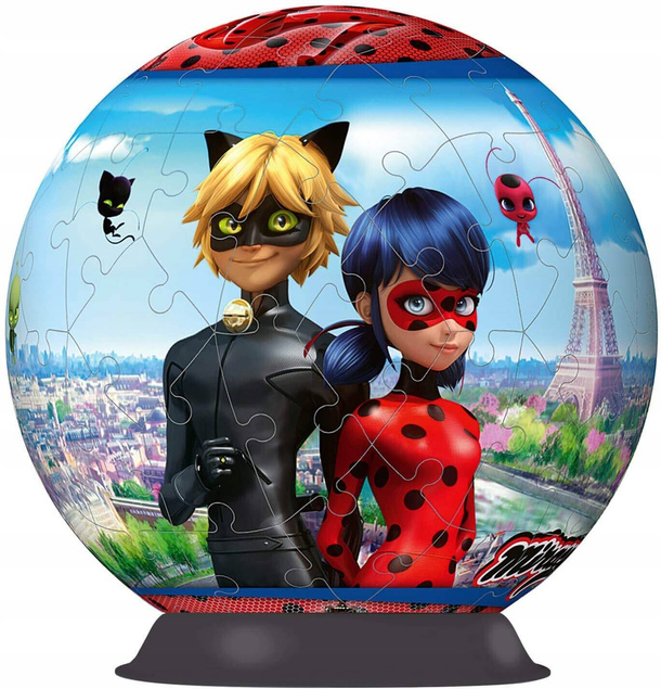 Puzzle 72 3D Układanka Kula Miraculous BIEDRONKA i KOT 10+ Ravensburger