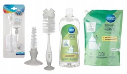 Canpol babies szczotka do butelek i smoczków z gąbką i przyssawką