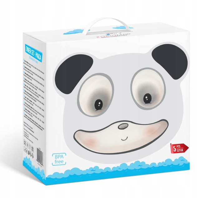 BOCIOLAND Zestaw Naczyń Dla Dzieci 5 Elementów PANDA Dla Maluszka