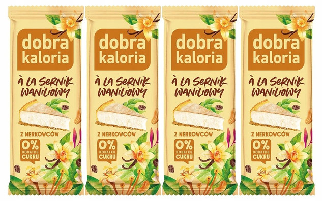 4x Zdrowy Baton Sernik WANILIOWY z Nerkowców Błonnik 0 Cukru Dobra Kaloria