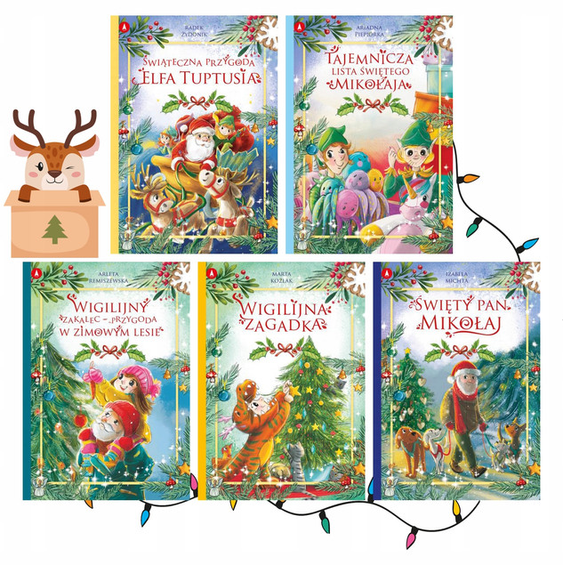 5x PAKIET Wigilijna Zagadka Świąteczna Przygoda Elfa Tuptusia Święty Pan