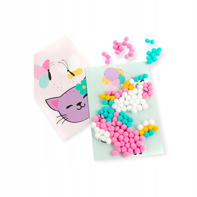 KIDEA POMPONIASTE WYKLEJANKI UNICORN JEDNOROŻEC, zestaw kreatywny